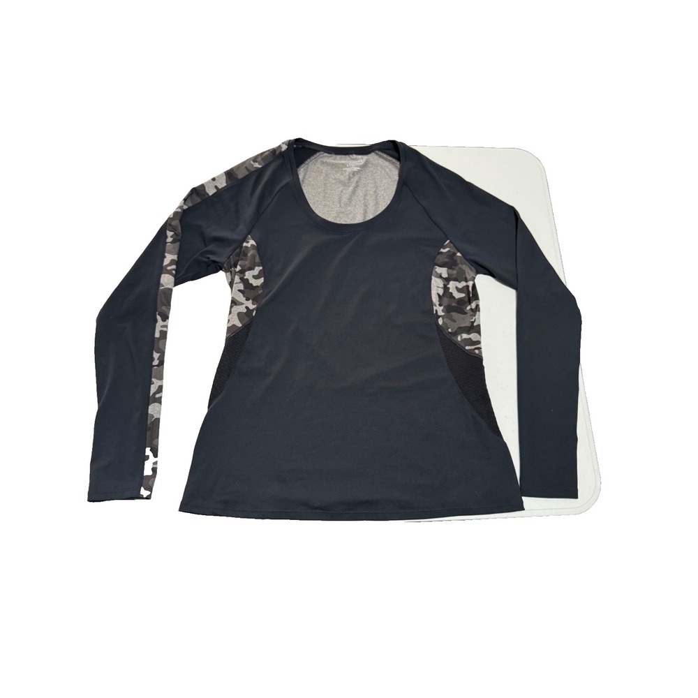 Fabletics Workout Long Sleeve Top Mens L Camo Black Activewear LS1510247
